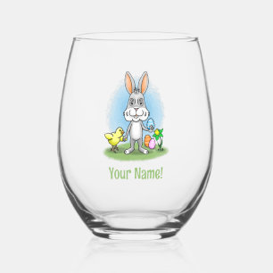 Vaso De Vino Conejo de Pascua y el pollito lindo