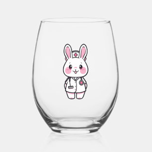 Vaso De Vino Conejo Kawaii como enfermera