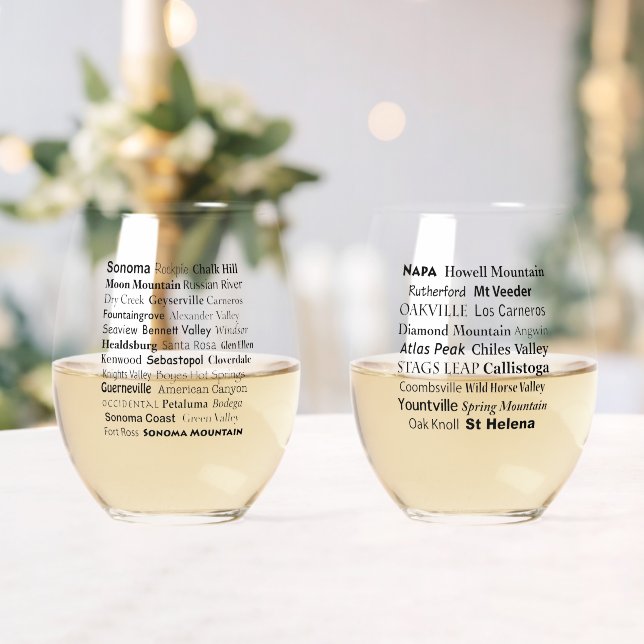 Vaso De Vino Conjunto de vidrio sin hilo Napa y Sonoma (Insitu (Boda))