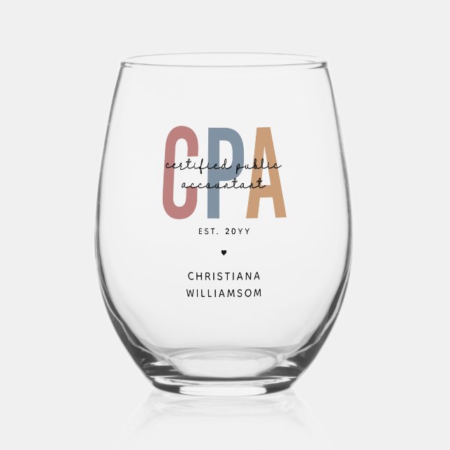 Vaso De Vino Contador público certificado por CPA Retro Persona (Anverso)