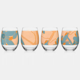 Vaso De Vino Contemporary Leaf Design in Peach 