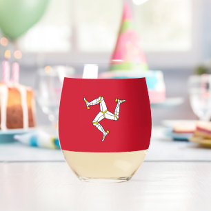 Vaso De Vino Copa de vino con bandera de la Isla de Man, Reino 