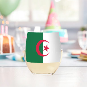 Vaso De Vino Copa de vino con la bandera de Argelia