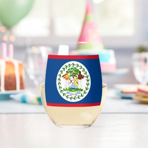 Vaso De Vino Copa de vino con la bandera de Belice
