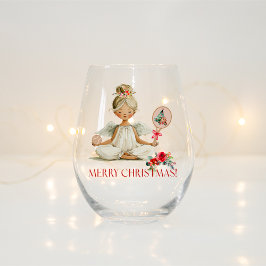 Vaso De Vino Copa de vino de Navidad de Padel – Un ángel de Pad