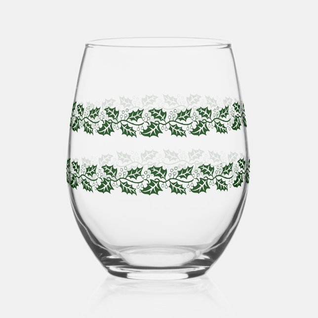 Vaso De Vino Copa de vino - Ramas de acebo (Anverso)