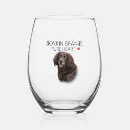 Vaso De Vino Copa de vino sin tallo Boykin Spaniel Corazón Puro