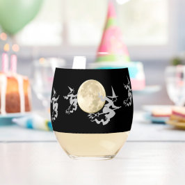 Vaso De Vino Copa de vino sin tallo - Brujas voladoras y luna l