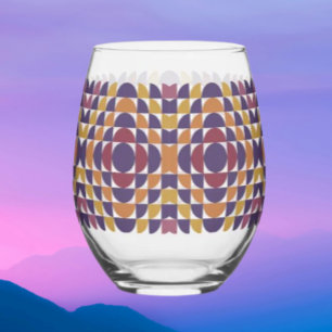 Vaso De Vino Copa de vino sin tallo de círculos geométricos ret