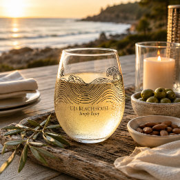 Vaso De Vino Copa de vino sin tallo de ola costera personalizad