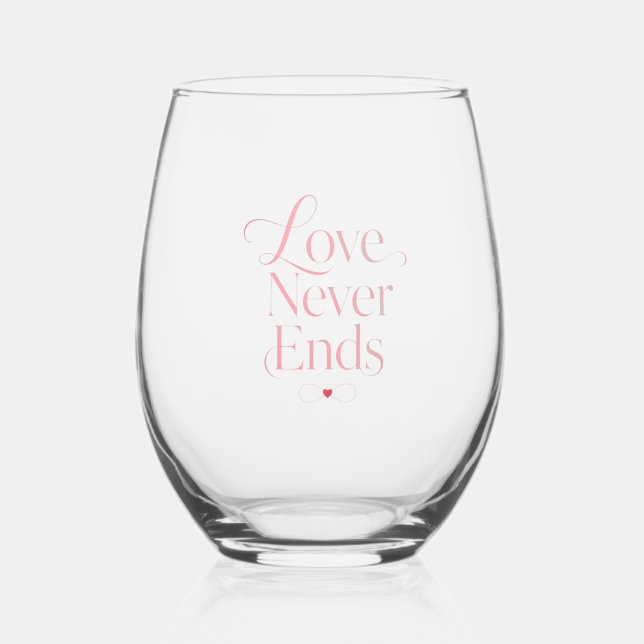 Vaso De Vino Copa de vino sin tallo "El amor nunca termina" ele (Anverso)