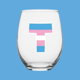 Vaso De Vino Copa de vino sin tallo Trans Pride Capital T