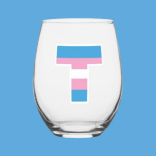Vaso De Vino Copa de vino sin tallo Trans Pride Capital T