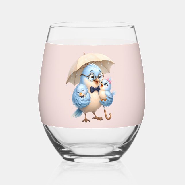 Vaso De Vino Copa sin tallo de pájaro padre (Anverso)