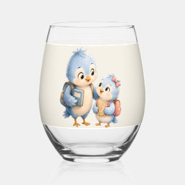 Vaso De Vino Copa sin tallo Hermanos Pájaros Azules