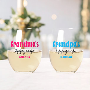 Vaso De Vino Copa Sippy de Abuela y Abuelo Personalizado