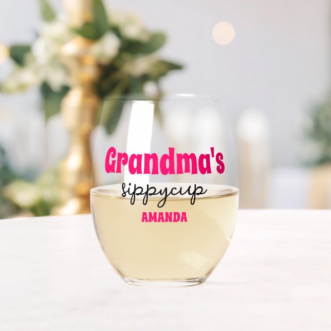 Vaso De Vino Copa Sippy de la abuela personalizada (Insitu (Boda))
