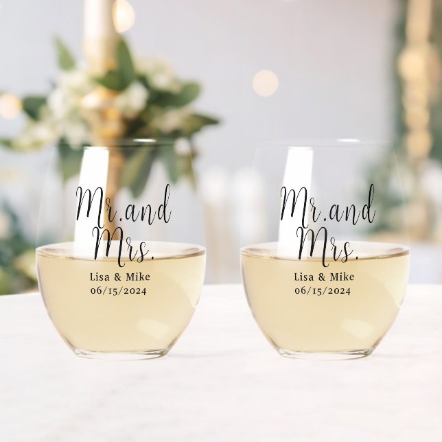 Vaso De Vino Copas de vino para boda Sr. y Sra. (Insitu (Boda))