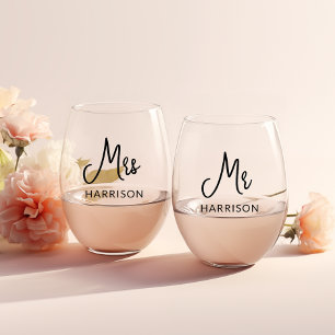 Vaso De Vino Copas de Vino Personalizadas Sr & Sra