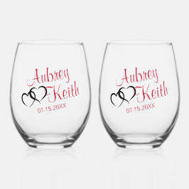 Vaso De Vino Copas de vino sin tallo con nombre de novia y novi
