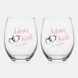 Vaso De Vino Copas de vino sin tallo con nombre de novia y novi