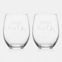Copas de vino sin tallo con nombre de novia y novi