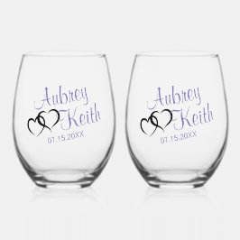 Vaso De Vino Copas de vino sin tallo con nombre de novia y novi