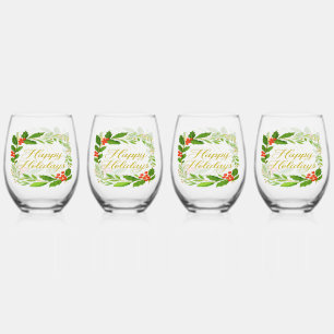 Vaso De Vino Copas de vino sin tallo 'Felices Fiestas'