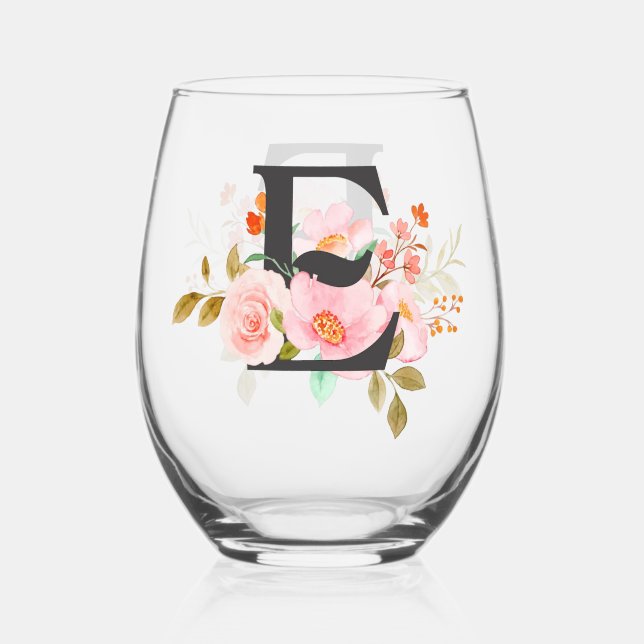 Vaso De Vino Copo de vino sin tallo con letra E (Anverso)