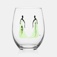 Copo de vino sin tallo de 16 oz Les Femmes Verde