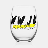 Copo de Vino sin Tallo WWJD – Negro y Amarillo Int