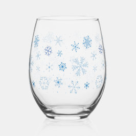 Vaso De Vino Copos de nieve azules