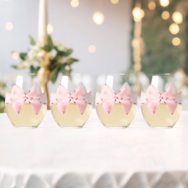 Vaso De Vino Coquette rosa moderna Bow Baby Shower (Insitu (Boda))