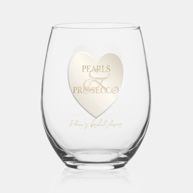 Vaso De Vino Corazón Ampersand Pearls Moda Prosecco Ducha de No (Anverso)