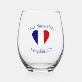 Vaso De Vino Corazón de bandera francesa personalizado