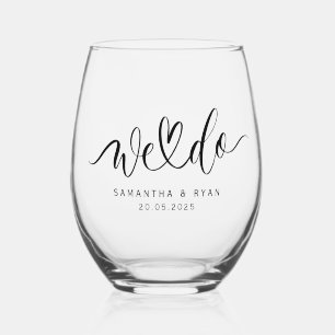 Vaso De Vino Corazón de Caligrafía Moderna Elegante Boda Señor