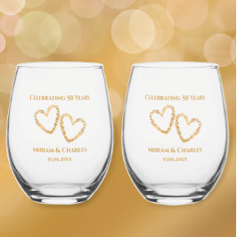 Vaso De Vino Corazón del 50 aniversario de oro Boda personaliza
