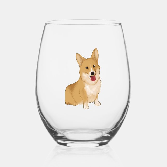 Vaso De Vino Corgi sonriente (Anverso)