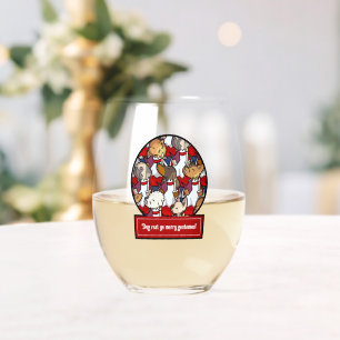 Vaso De Vino Coro de Perros Divertidos Villancico Navideño Pug 