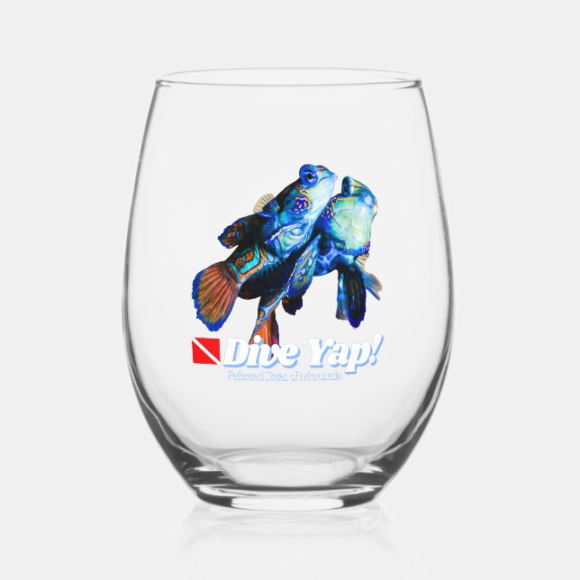 Vaso De Vino Corta de la pareja de peces de mandarina (Anverso)