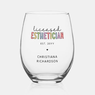 Vaso De Vino Cosmetólogo estético con licencia de personalizado