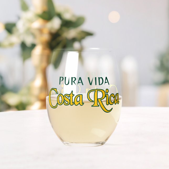 Vaso De Vino Costa Rica Motto Pura Vida (o tu texto) (Insitu (Boda))