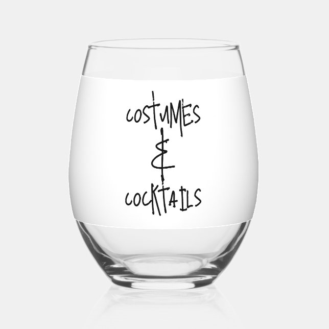 Vaso De Vino Costumes and Cocktails Halloween Party Black White (Anverso)