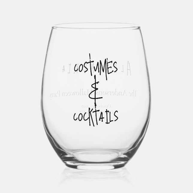 Vaso De Vino Costumes and Cocktails Halloween Party Favor (Anverso)