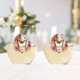 Vaso De Vino Country Western Horses
