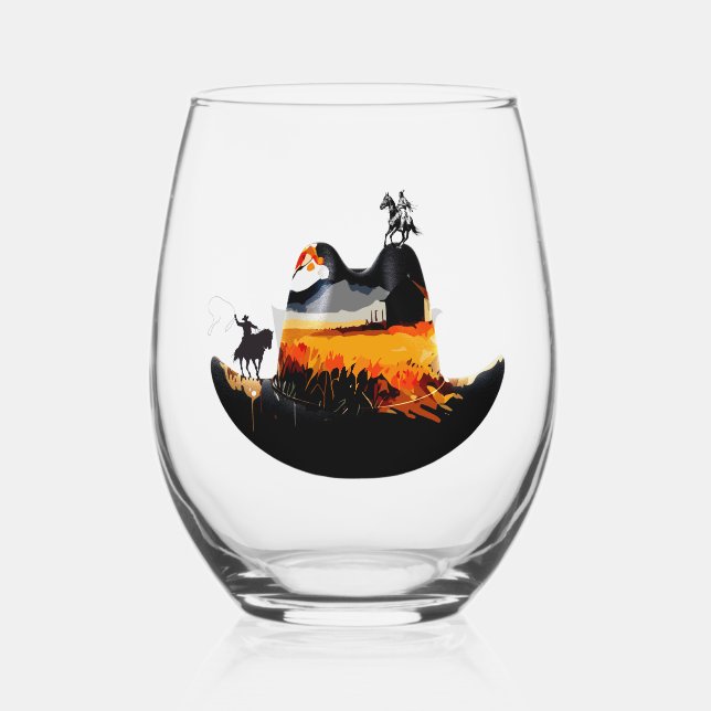 Vaso De Vino Cowboy States Gorra (Anverso)