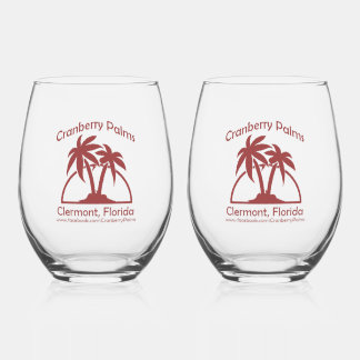 Vaso De Vino Cranberry Palms Stemless Wine Glasses