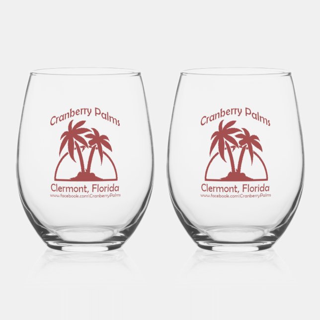 Vaso De Vino Cranberry Palms Stemless Wine Glasses (Anverso)