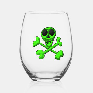 Vaso De Vino cráneo verde neón
