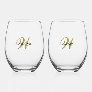 Vaso De Vino Crea tu propio nombre, monograma personalizado